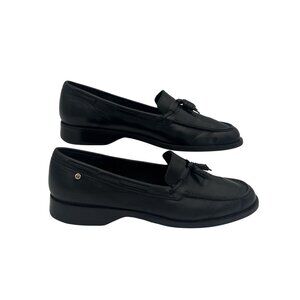 Etienne Aigner Black Leather Tassel Loafers Womens Size 7.5 With Original Box
